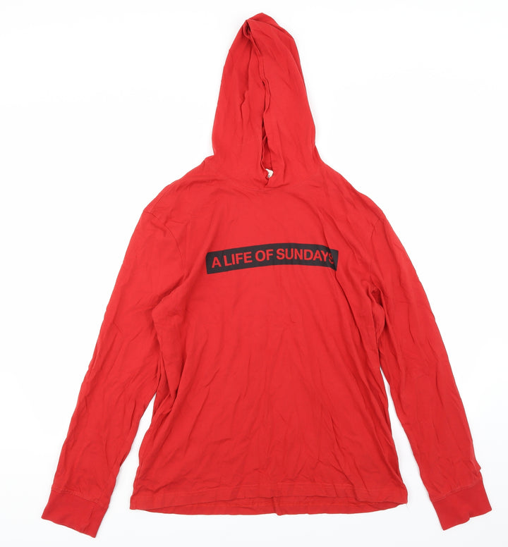 H&M Womens Red Jersey Pullover Hoodie Size M - A life of Sundays