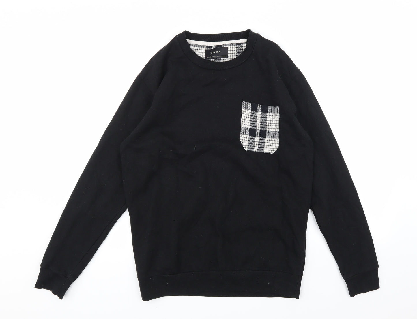 Zara Mens Black  Jersey Pullover Sweatshirt Size M