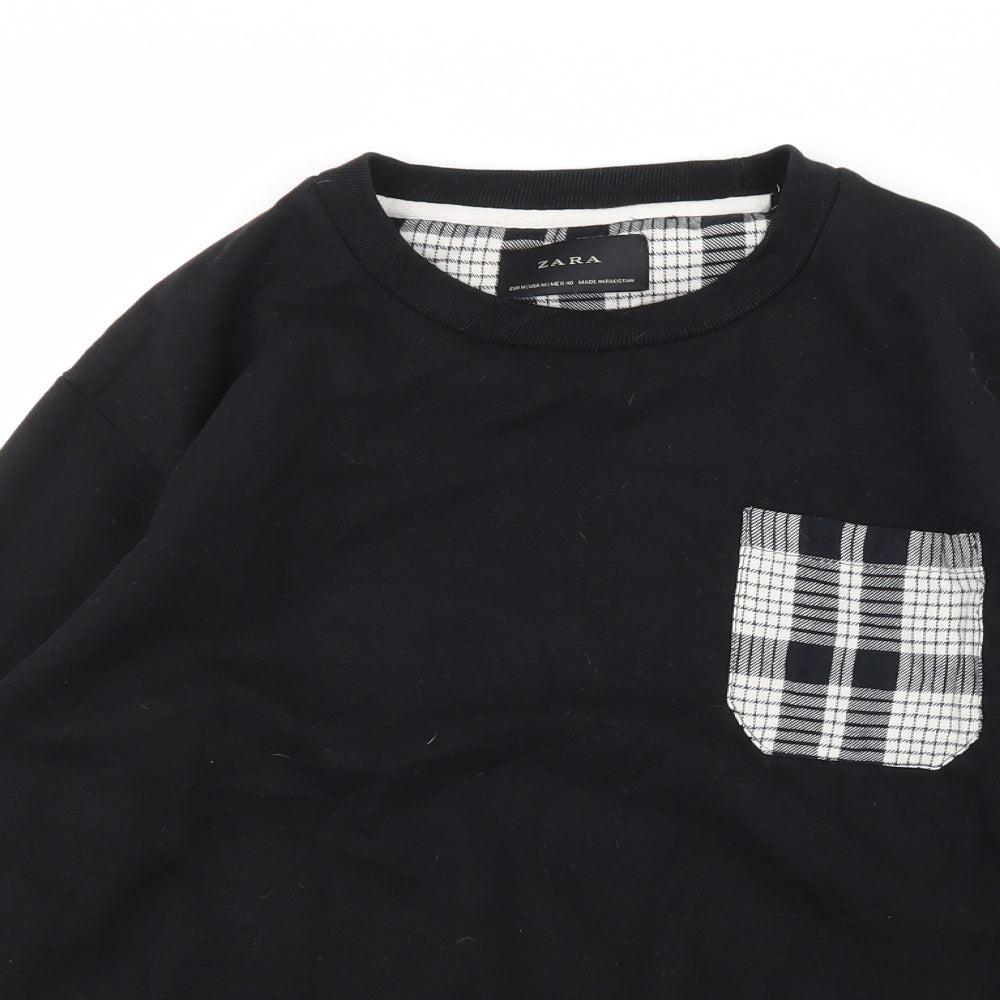 Zara Mens Black  Jersey Pullover Sweatshirt Size M