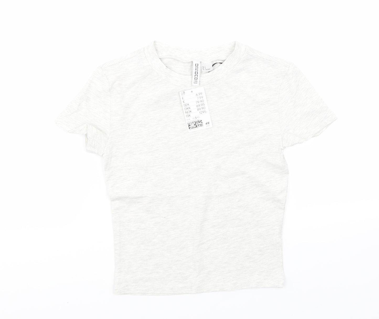 H&M Womens Grey  Jersey Cropped T-Shirt Size S