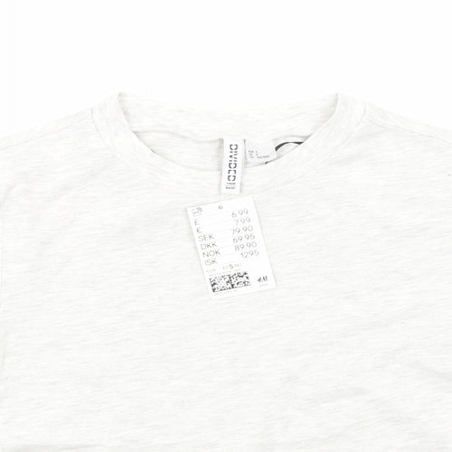 H&M Womens Grey  Jersey Cropped T-Shirt Size S
