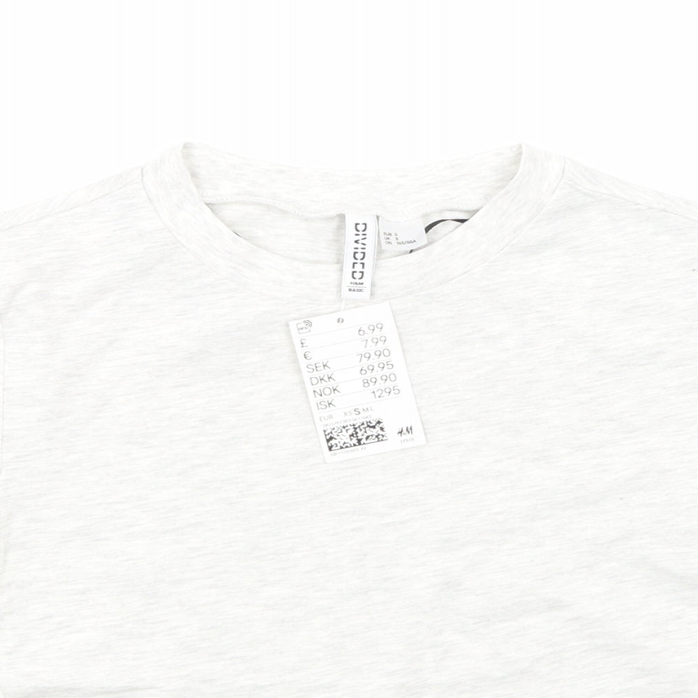 H&M Womens Grey  Jersey Cropped T-Shirt Size S
