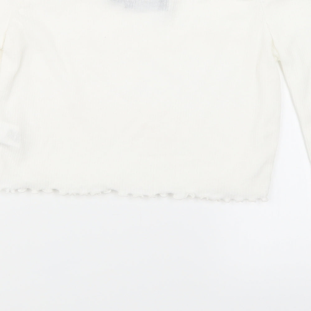 PRETTYLITTLETHING Womens White  Knit Cropped T-Shirt Size 6
