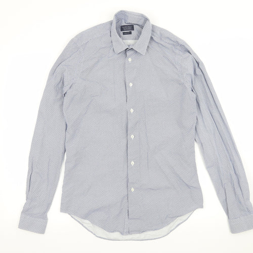 Zara Mens Blue Geometric   Button-Up Size S