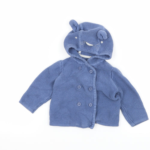 Mothercare Boys Blue  Knit Jacket  Size 3-6 Months  - Bear