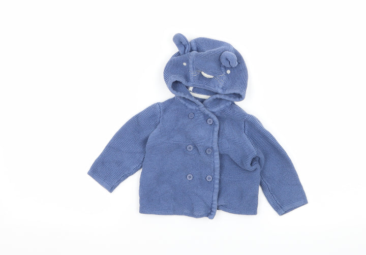 Mothercare Boys Blue Knit Jacket Size 3-6 Months - Bear