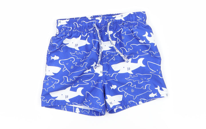 George Womens Blue Geometric Sweat Shorts Size 2 - Sharks