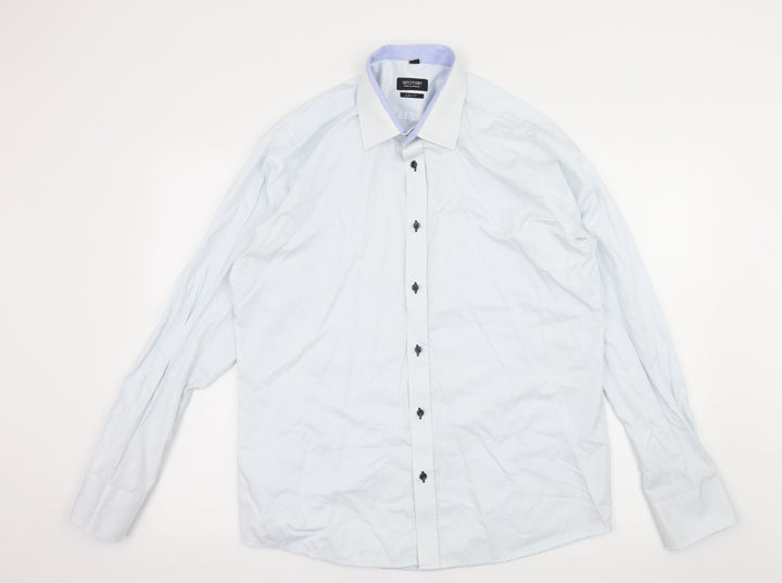 Recman Mens Blue Button-Up Size L