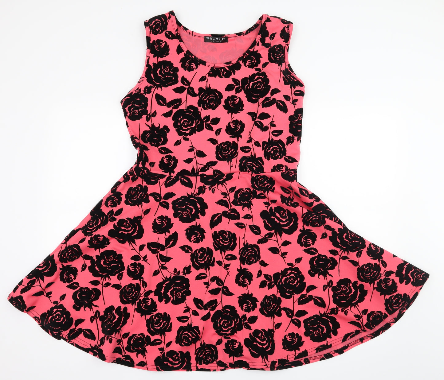 Select Womens Pink Floral Jersey Skater Dress  Size 16