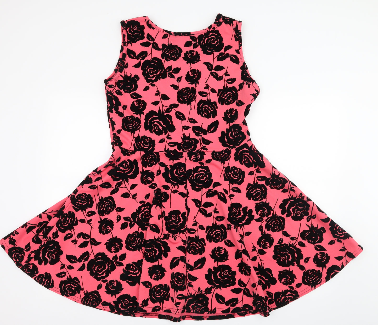 Select Womens Pink Floral Jersey Skater Dress  Size 16