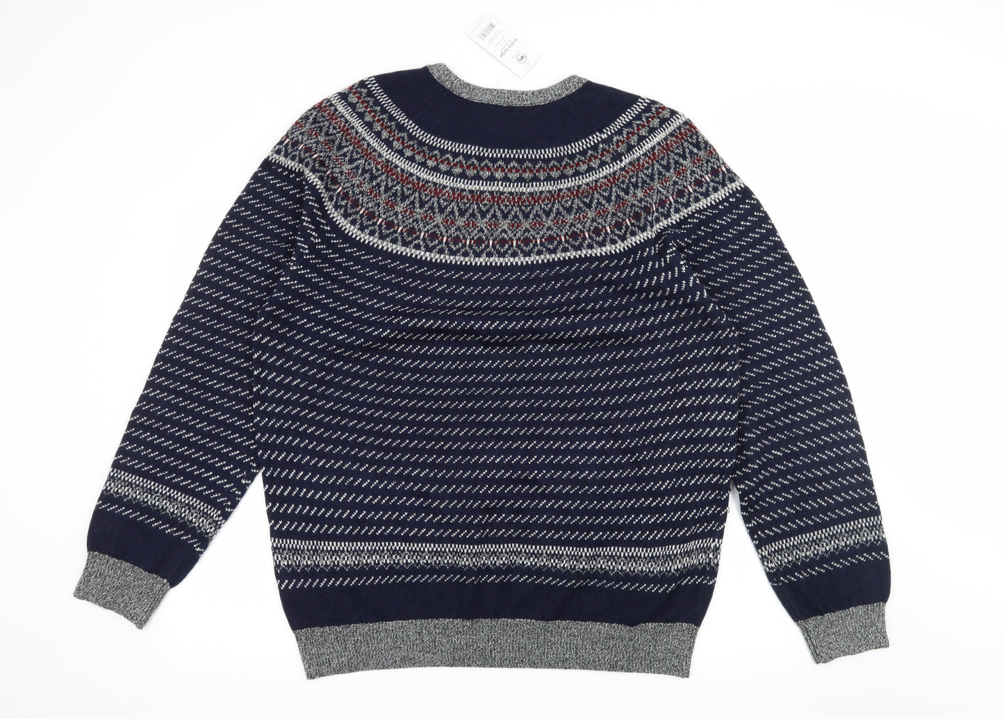 George Mens Blue Striped Knit Pullover Jumper Size XL