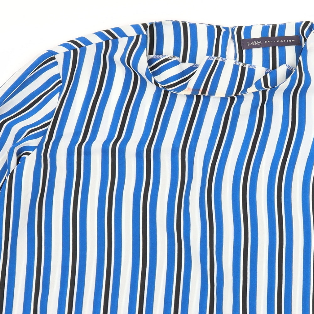 Marks and Spencer Womens Blue Striped  Basic Blouse Size 12