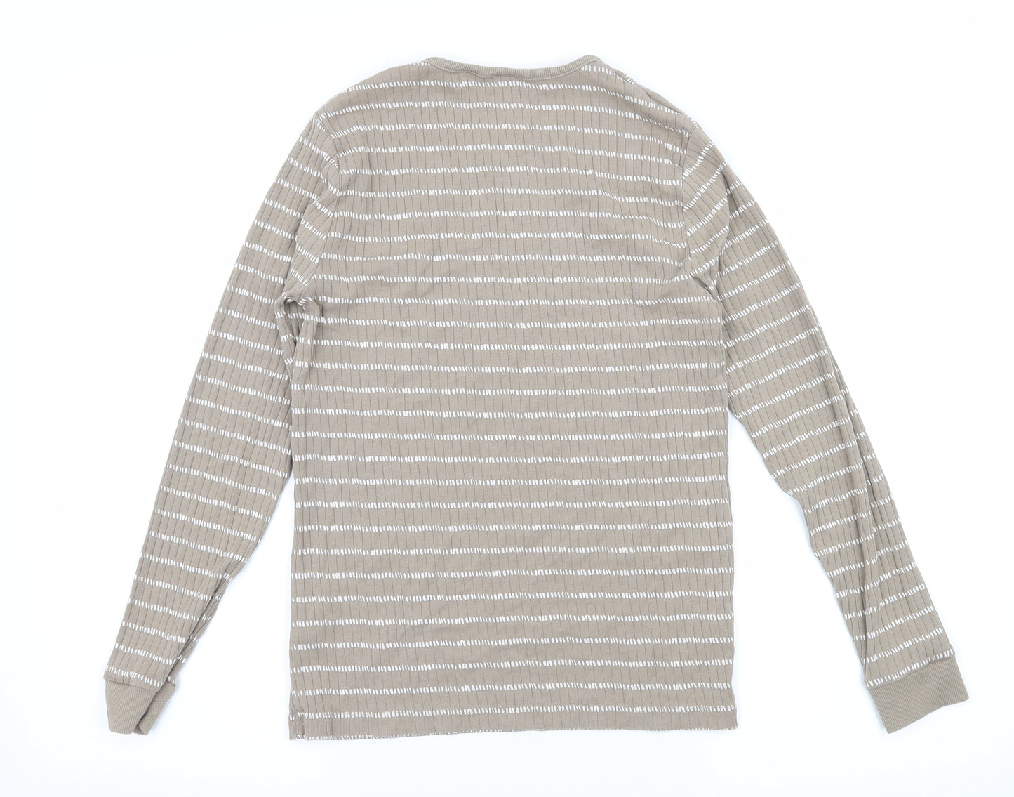 Zara Boys Brown Striped Jersey Basic T-Shirt Size 13-14 Years