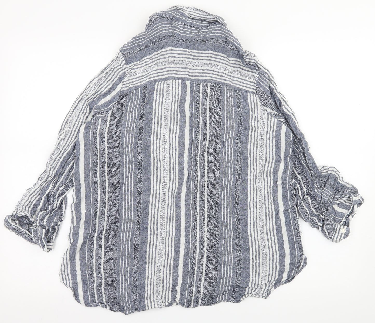 Papaya Womens Blue Striped  Basic Button-Up Size 16