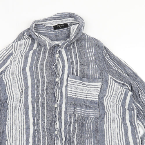 Papaya Womens Blue Striped  Basic Button-Up Size 16