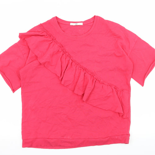 Marks and Spencer Girls Pink  Jersey Pullover Sweatshirt Size 12-13 Years  - Frill Detail