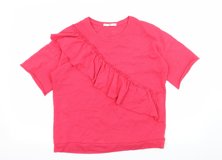 Marks and Spencer Girls Pink  Jersey Pullover Sweatshirt Size 12-13 Years  - Frill Detail