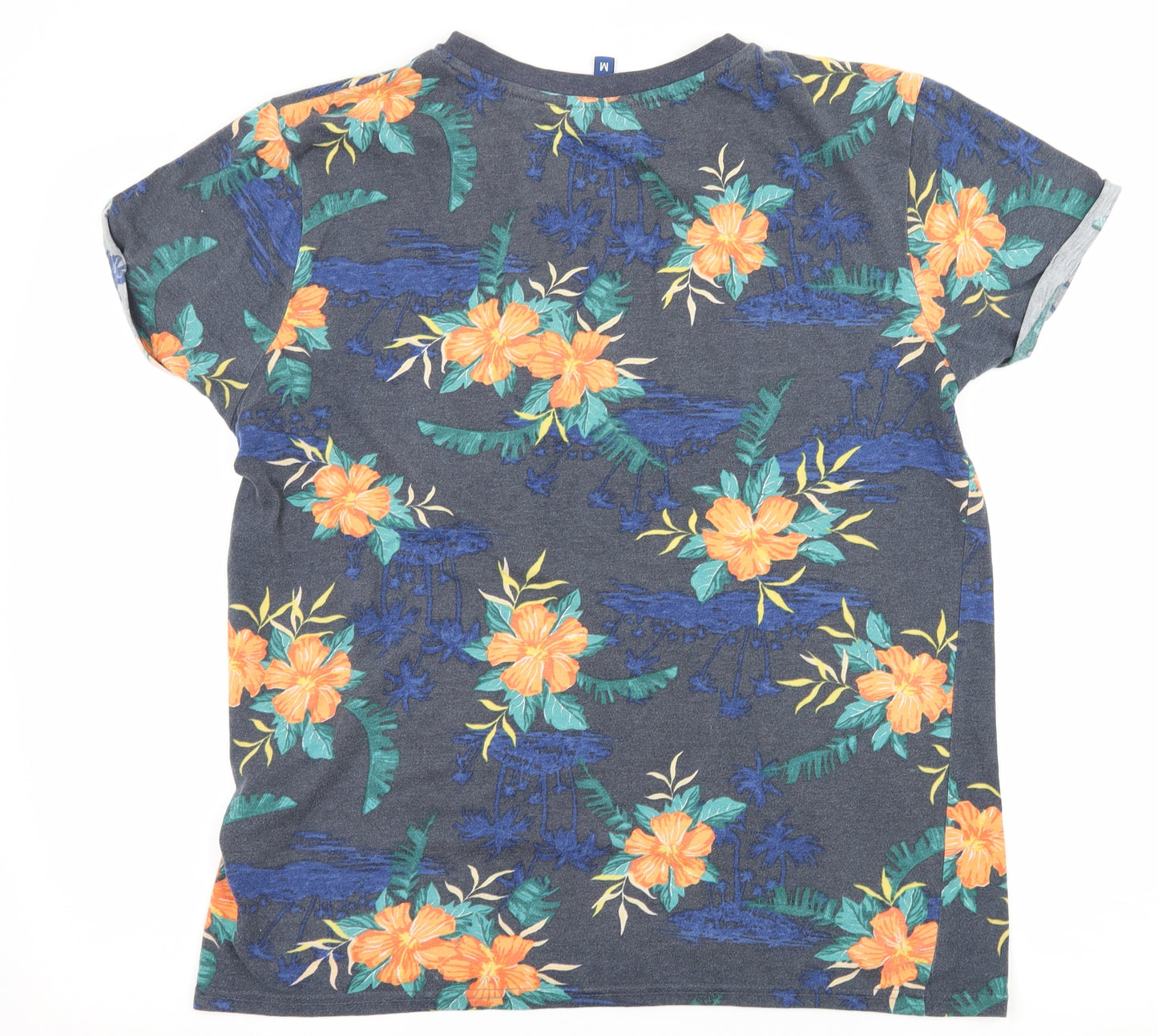 Divided by H&M Mens Blue Floral Jersey  T-Shirt Size M
