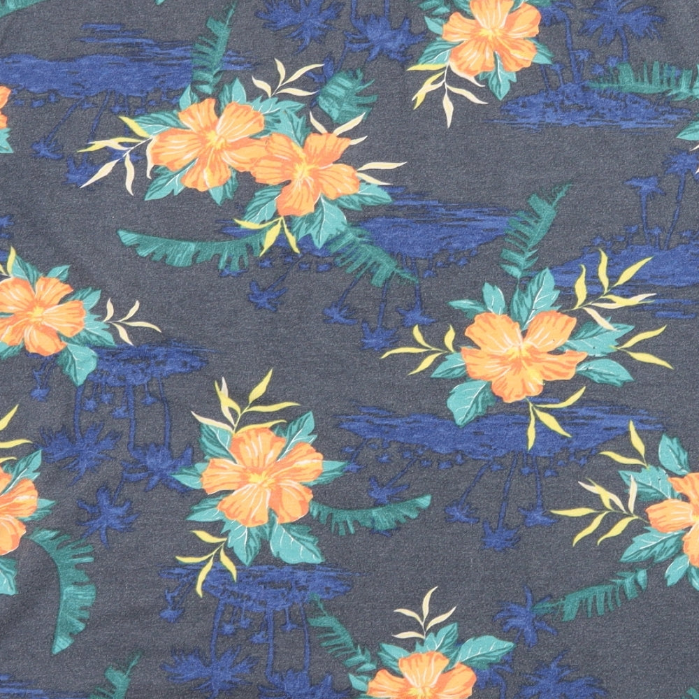 Divided by H&M Mens Blue Floral Jersey  T-Shirt Size M