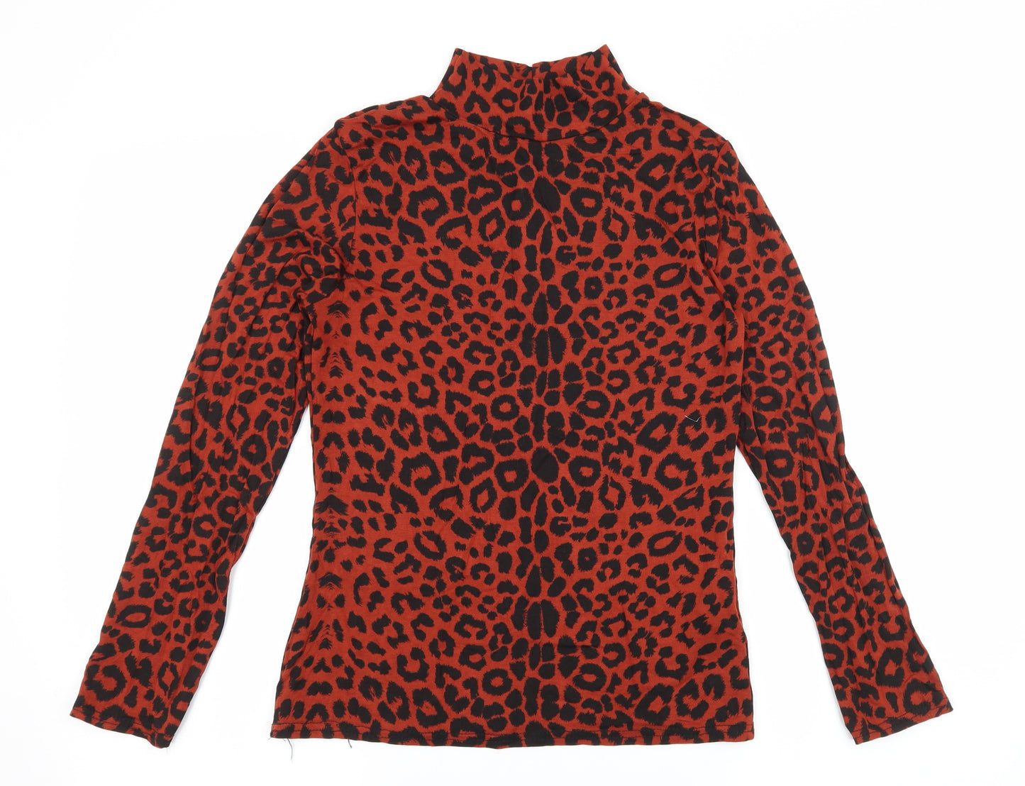 Boohoo Womens Brown Animal Print Jersey Basic T-Shirt Size 12