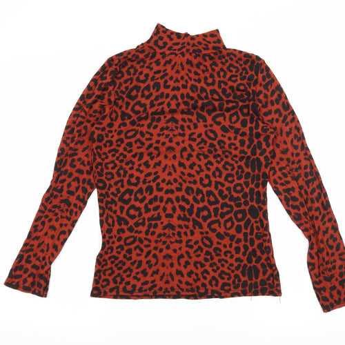 Boohoo Womens Brown Animal Print Jersey Basic T-Shirt Size 12