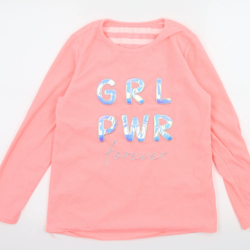 Primark Girls Pink Geometric Fleece Top Pyjama Top Size 11-12 Years  - Girl Power