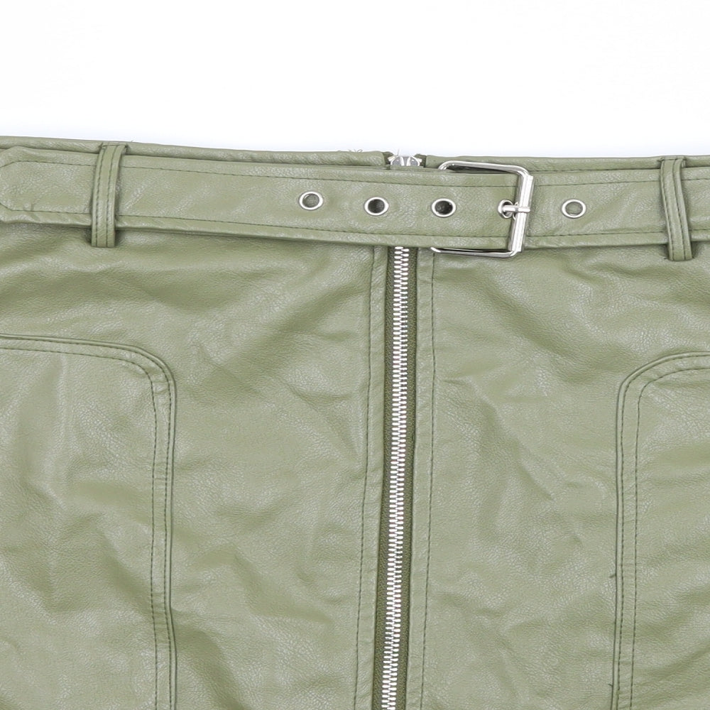 Boohoo Womens Green   A-Line Skirt Size 14