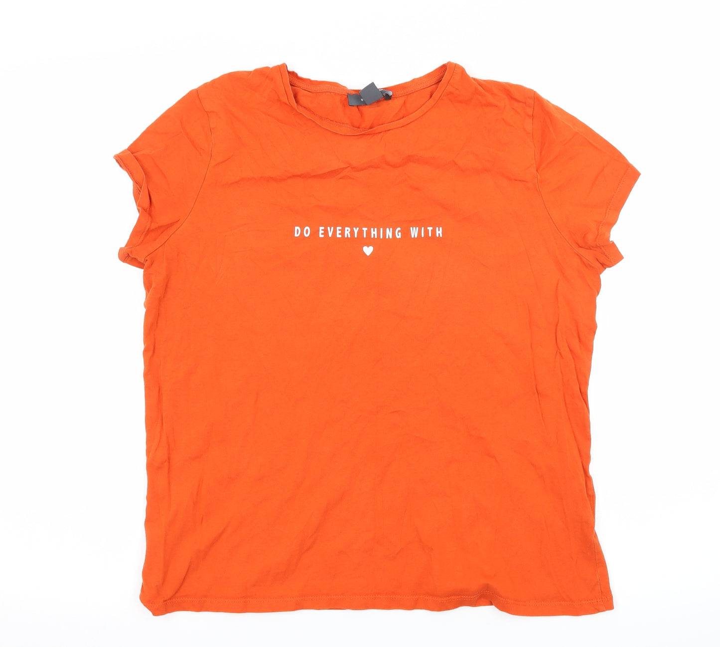 Primark Womens Orange  Jersey Basic T-Shirt Size 12  - Do Everything with love