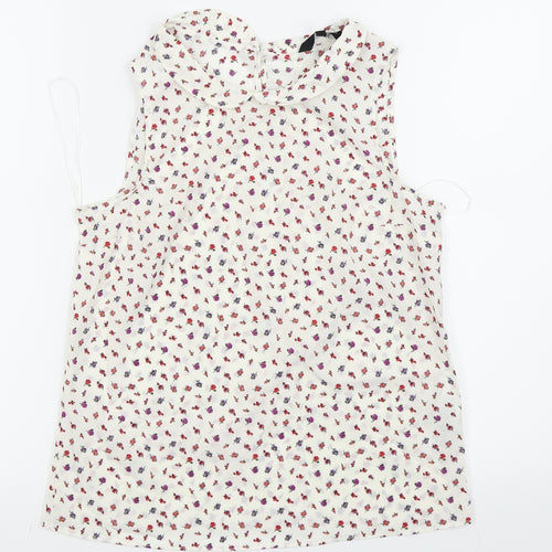New Look Womens White Floral  Camisole Blouse Size 8