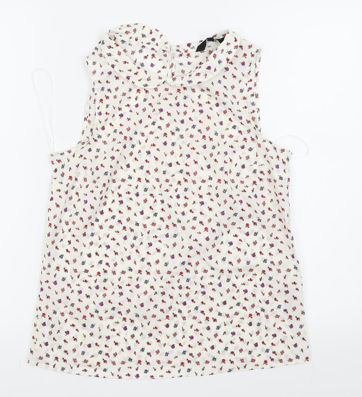 New Look Womens White Floral Camisole Blouse Size 8
