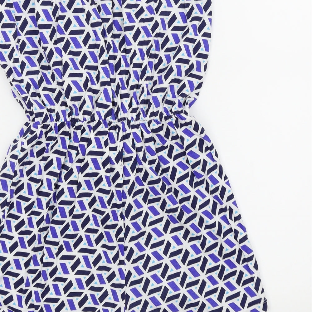 pre worn Womens Blue Geometric  Playsuit One-Piece Size S