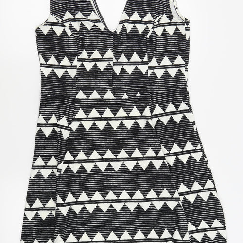 H&M Womens Black Geometric  Fit & Flare  Size 14