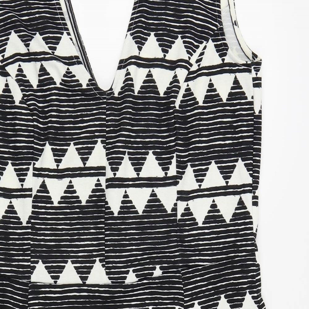 H&M Womens Black Geometric  Fit & Flare  Size 14