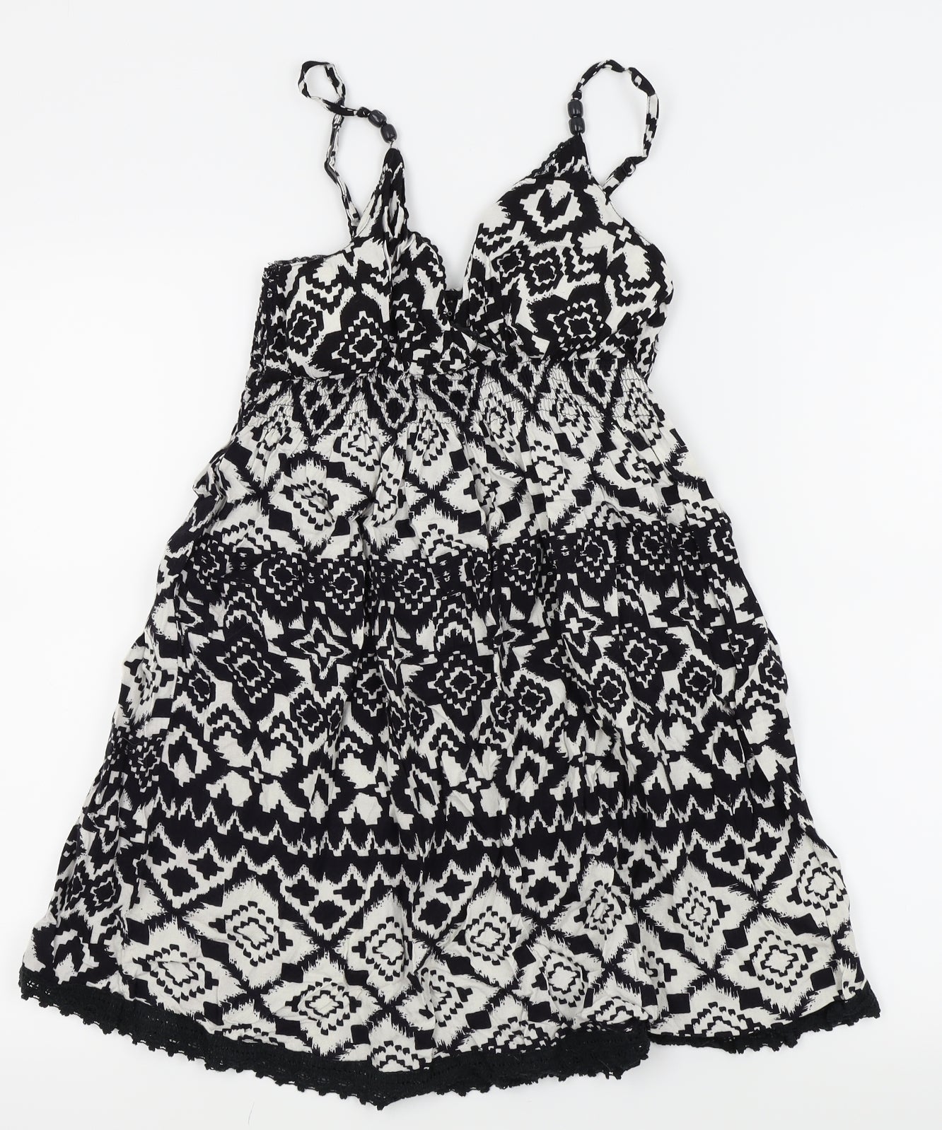 New Look Womens Black Geometric  Fit & Flare  Size 10