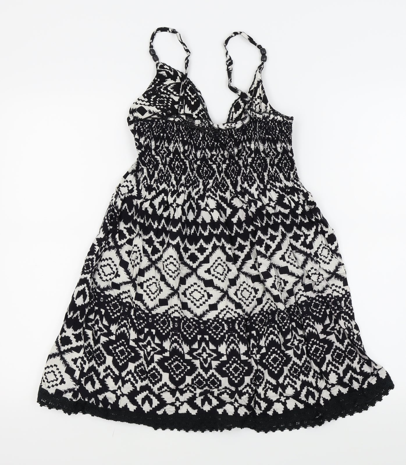New Look Womens Black Geometric  Fit & Flare  Size 10