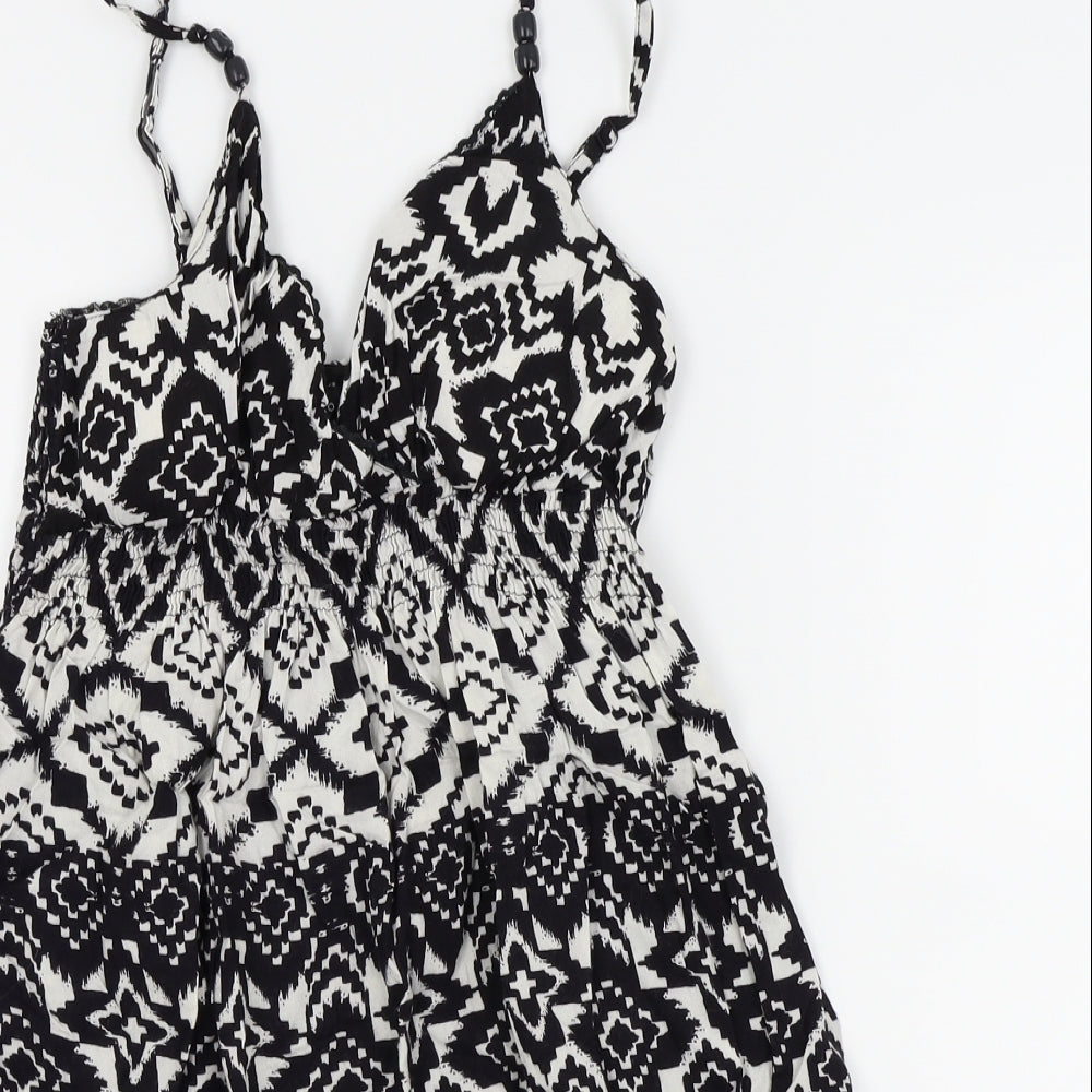 New Look Womens Black Geometric  Fit & Flare  Size 10