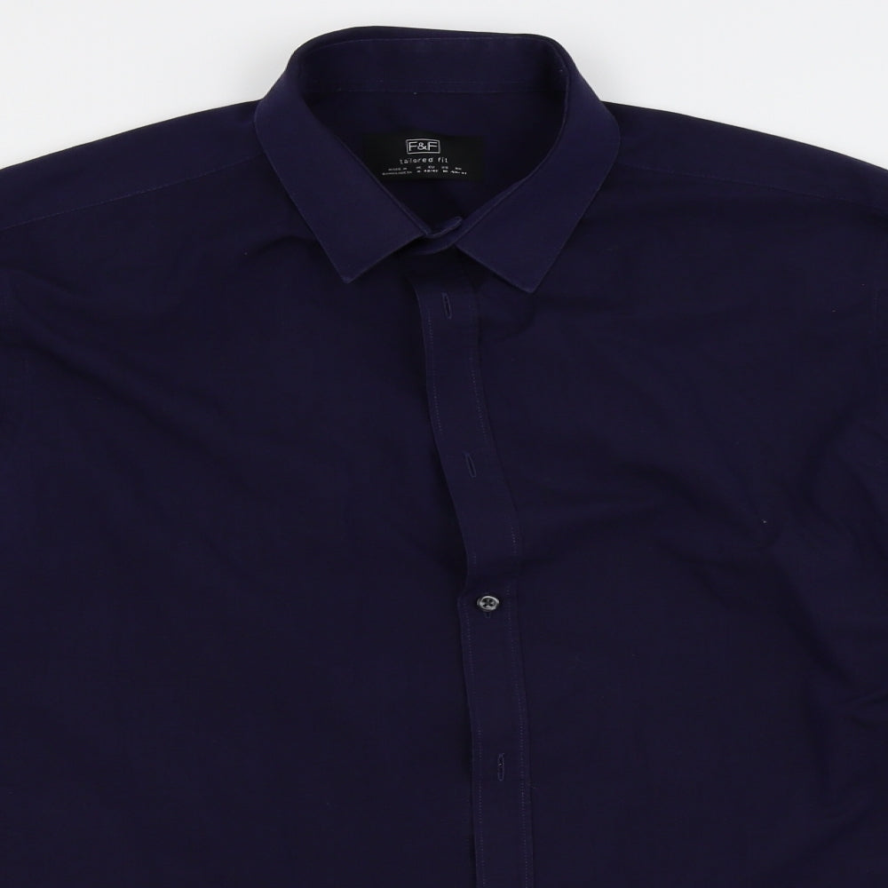 F&F Mens Blue    Dress Shirt Size 16