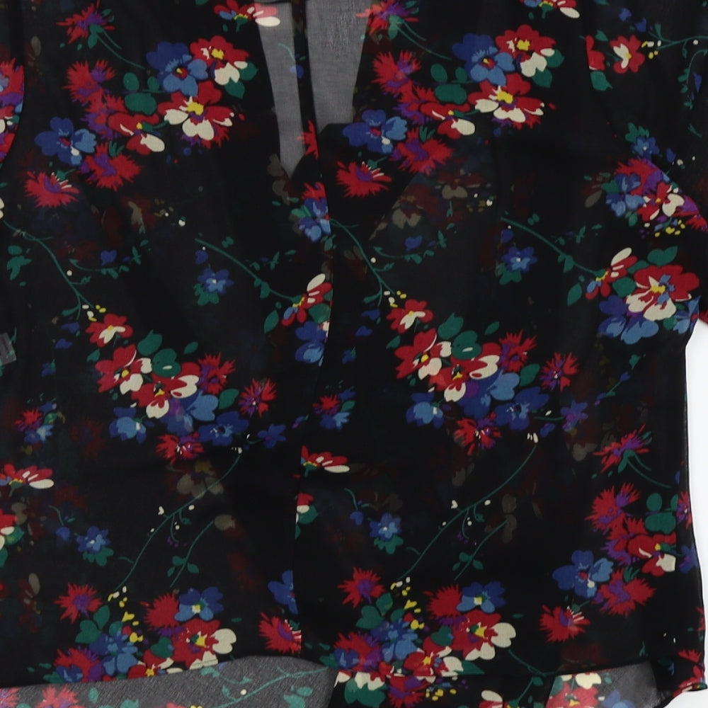 Topshop Womens Black Floral  Kimono T-Shirt Size 6