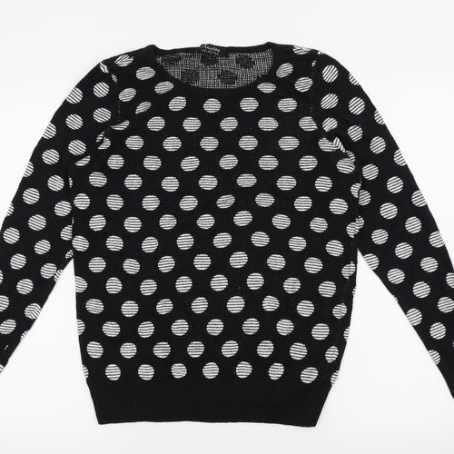 aniston Womens Black Polka Dot  Pullover Jumper Size 10