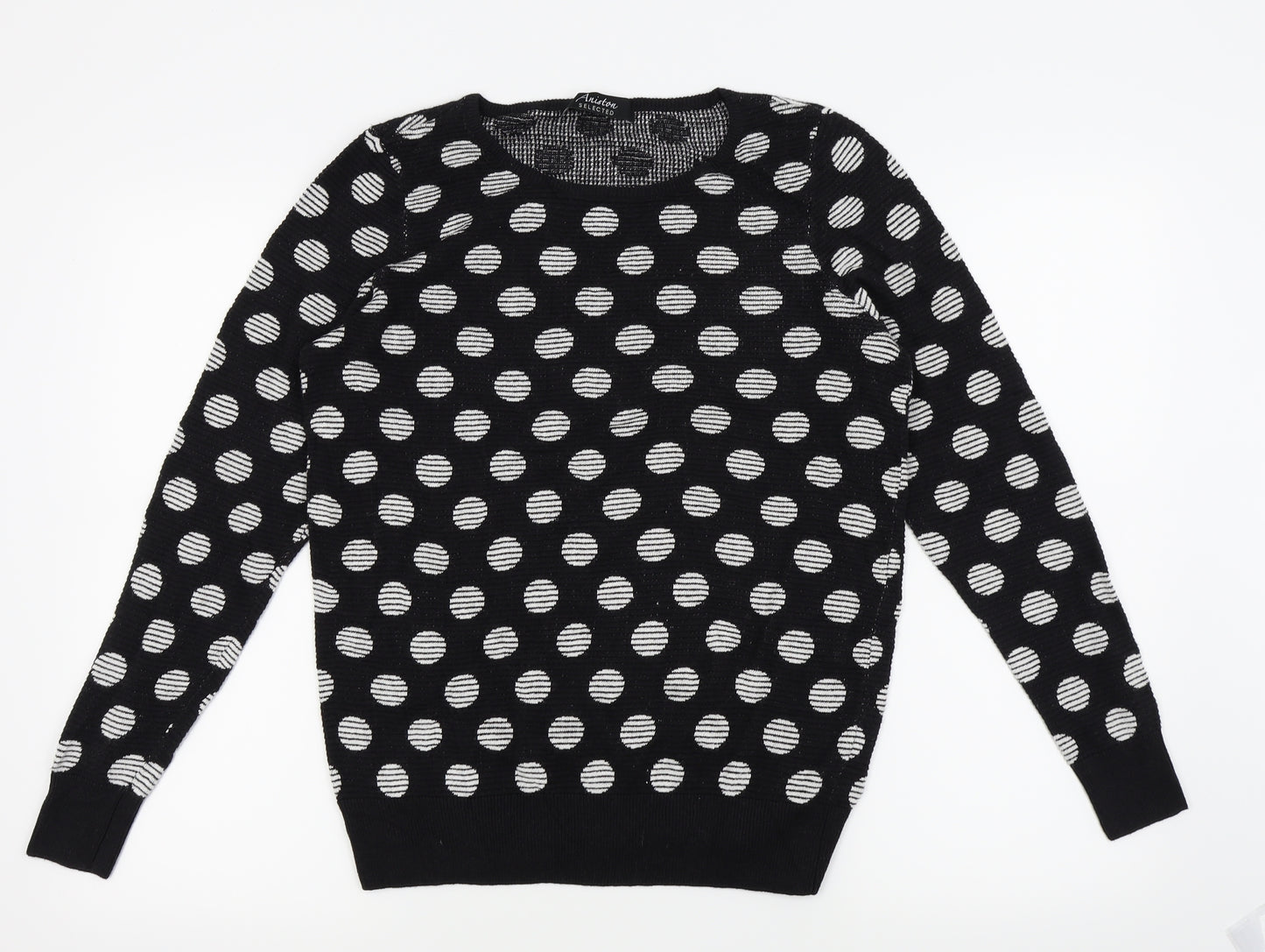 aniston Womens Black Polka Dot  Pullover Jumper Size 10