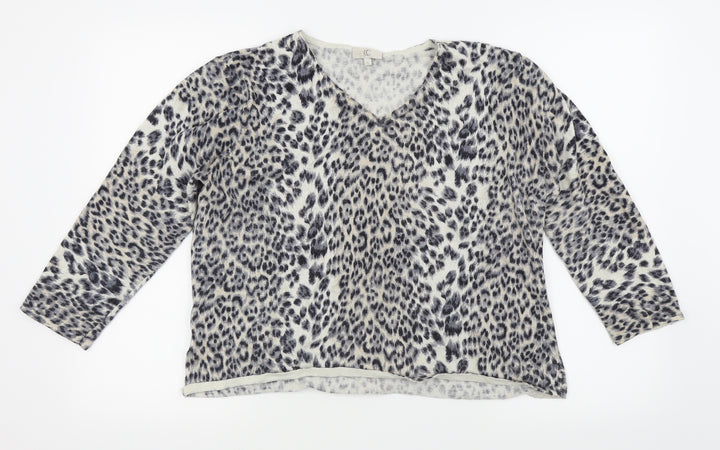CC Womens Grey Animal Print Basic T-Shirt Size XL