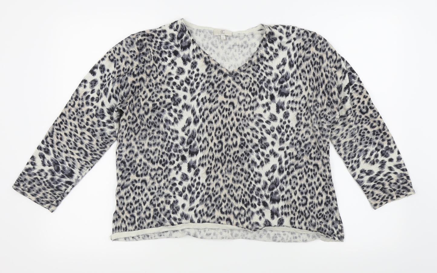 CC Womens Grey Animal Print  Basic T-Shirt Size XL