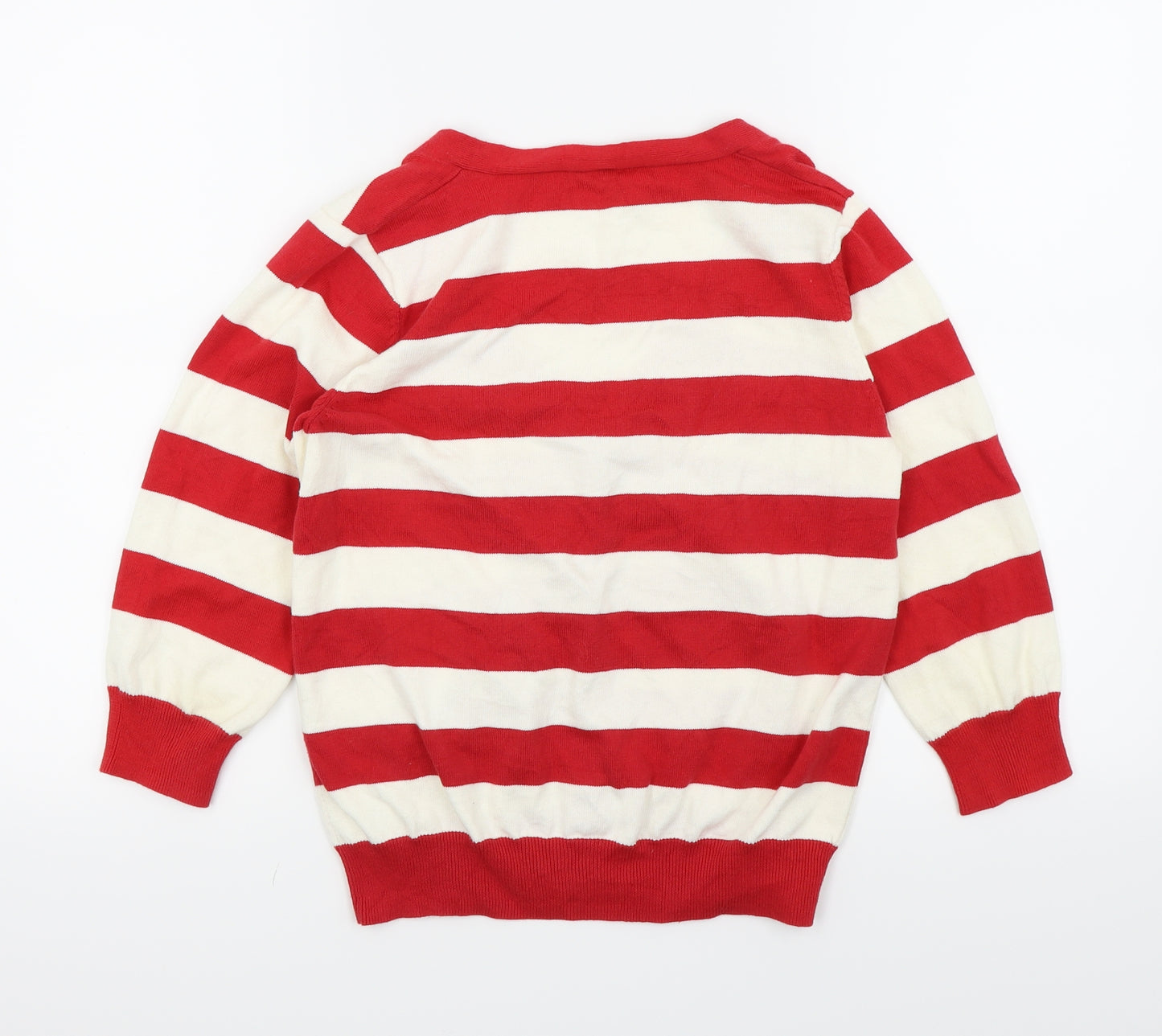 BHS Womens Red Striped  Cardigan Jumper Size 12