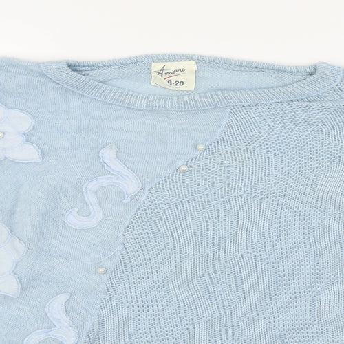 amari Womens Blue Floral  Pullover Jumper Size 18