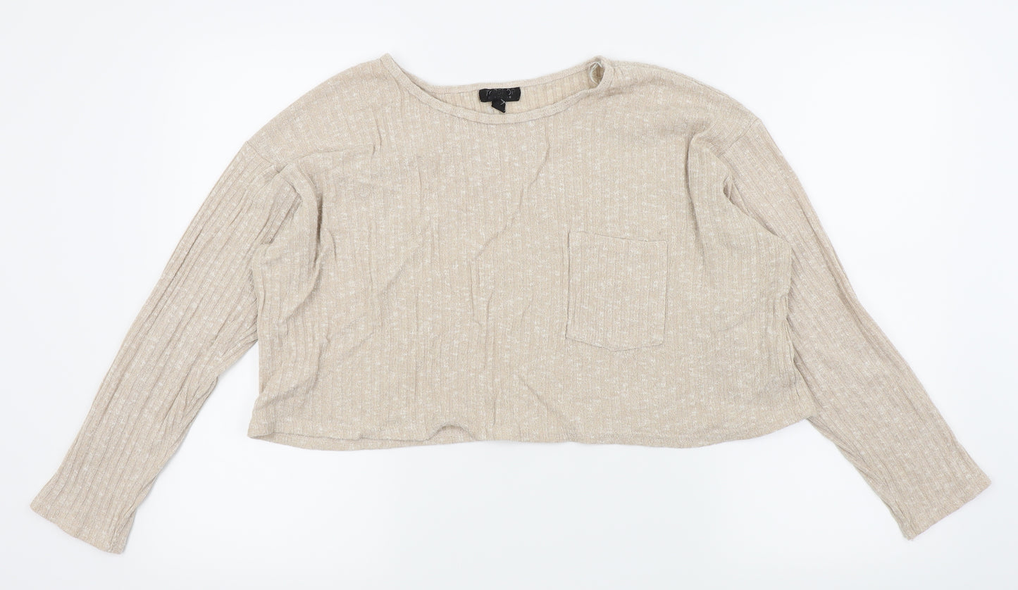 Topshop Womens Beige   Cropped T-Shirt Size 10