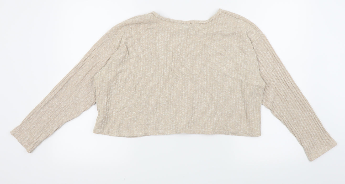 Topshop Womens Beige   Cropped T-Shirt Size 10