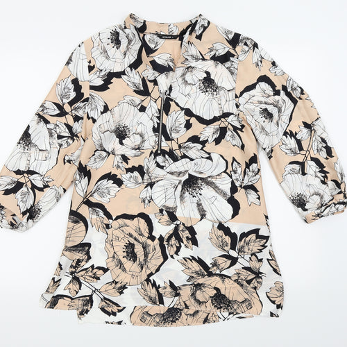 Roman Womens Pink Floral  Basic Blouse Size 12