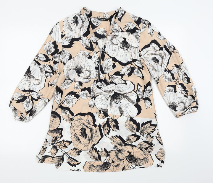 Roman Womens Pink Floral Basic Blouse Size 12