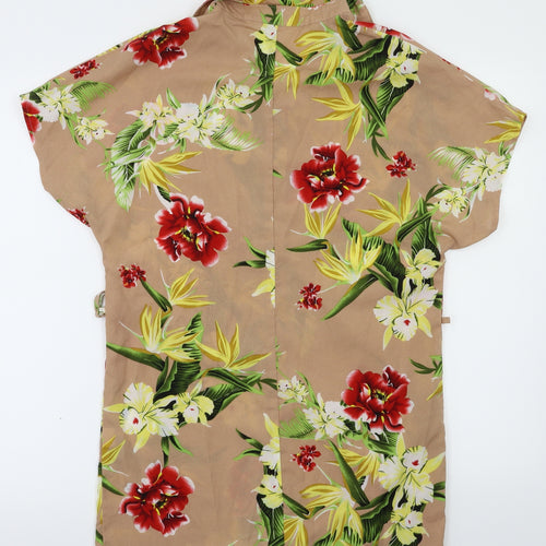 Miss Guided Womens Beige Floral  Basic T-Shirt Size 6
