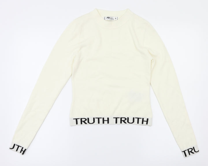 FB Sister Knitwear Girls White   Pullover Jumper Size S